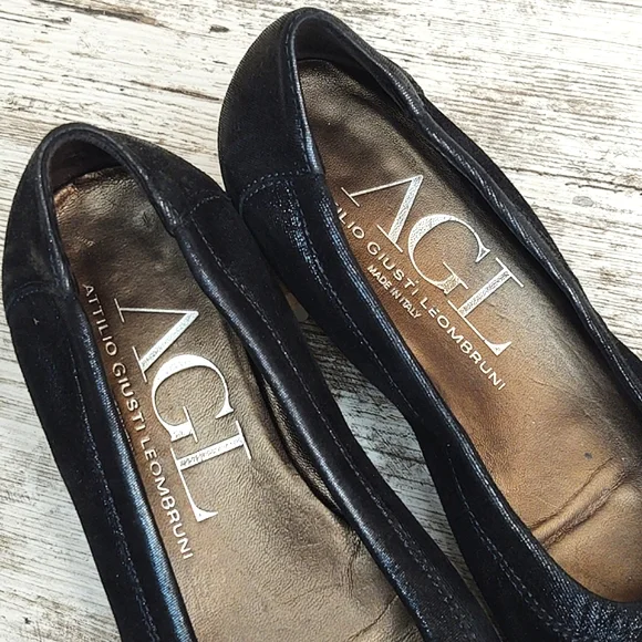 🟦Sz 36/6 AGL Attilio Giusti Leombruni Midnight Blue Shimmer Flats - Picture 14 of 16